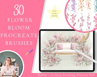 30 Watercolor Flowers Procreate Brushes, Birth Month Flower Stamps, Floral Procreate Stamps, Wedding Procreate Brush,Wildflower Floral Stamp