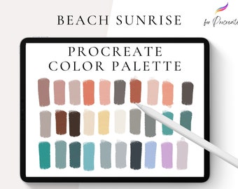 Beach Sunrise Procreate Color Palette, Procreate Color Swatches, Procreate Wedding, Digital Download