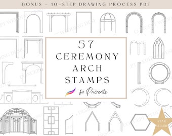 57 Wedding Ceremony Arch Procreate Stamps | Procreate Wedding | Procreate Brushes | Wedding Procreate | Procreate Brushes Wedding
