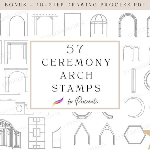 57 Wedding Ceremony Arch Procreate Stamps | Procreate Wedding | Procreate Brushes | Wedding Procreate | Procreate Brushes Wedding