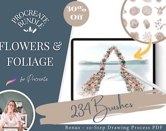 234 Flower & Foliage Stamp for Procreate, Procreate Stamps, Flower Procreate Brushes, Floral Procreate, Flower Stamps, Procreate Wedding
