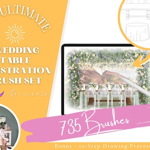 Pennelli per tavoli da matrimonio Procreate, 735 timbri per matrimoni Procreate, timbri Procreate, fiori Procreate, pennelli per matrimoni Procreate, Procreate