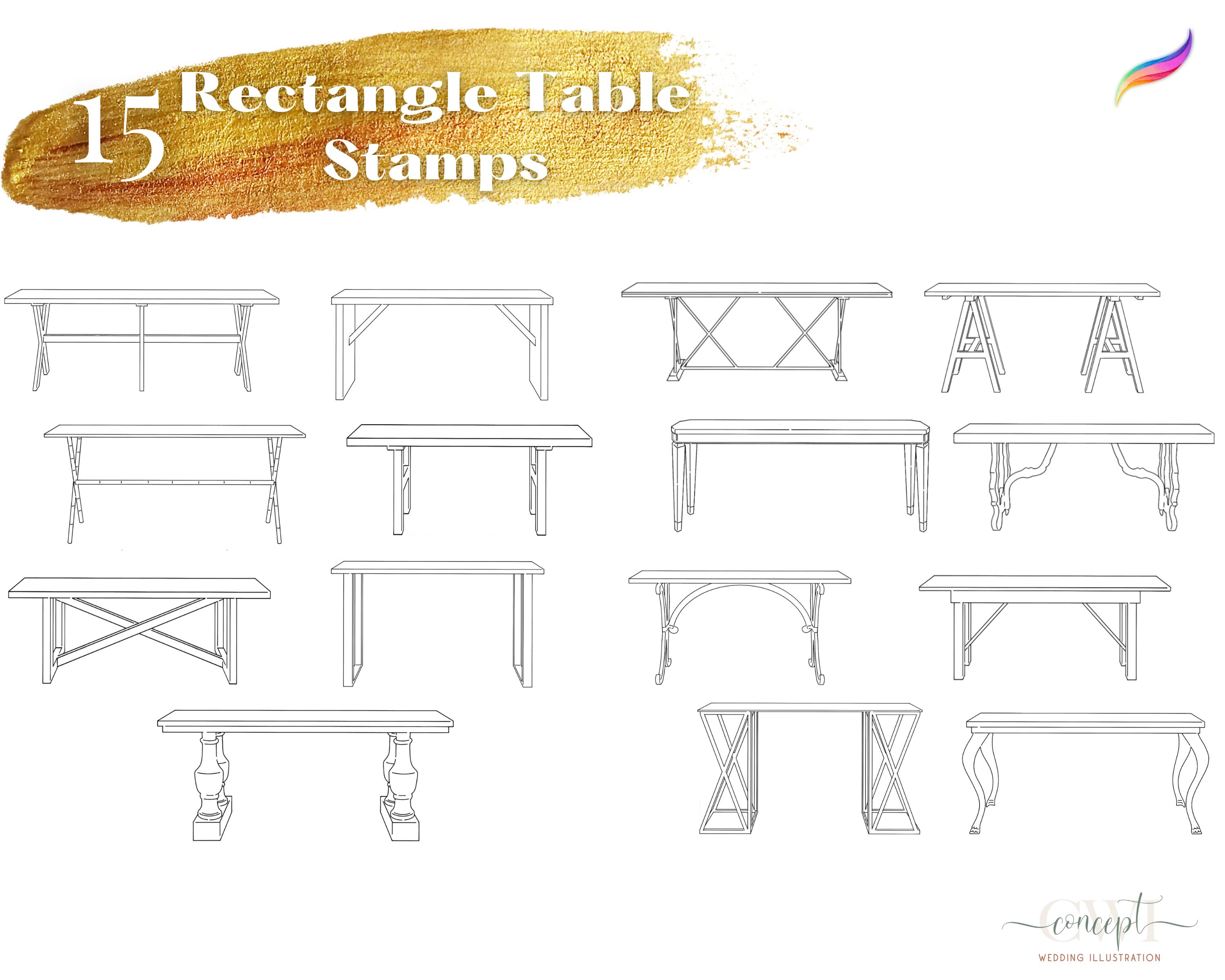 Procreate Tables, Procreate Brushes and Stamps, Wedding Planner Tool ...