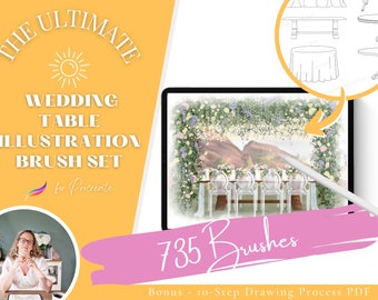 Procreate Wedding Table Brushes, 735 Procreate Wedding Stamps, Procreate Stamps, Procreate Flower, Procreate Wedding Brushes, Procreate