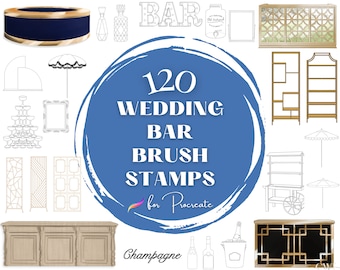 120 Wedding Bar Procreate Brushes and Stamps, Wedding Planner Tool, Procreate Bundles, Wedding Seating Chart, Wedding Planning Accessories