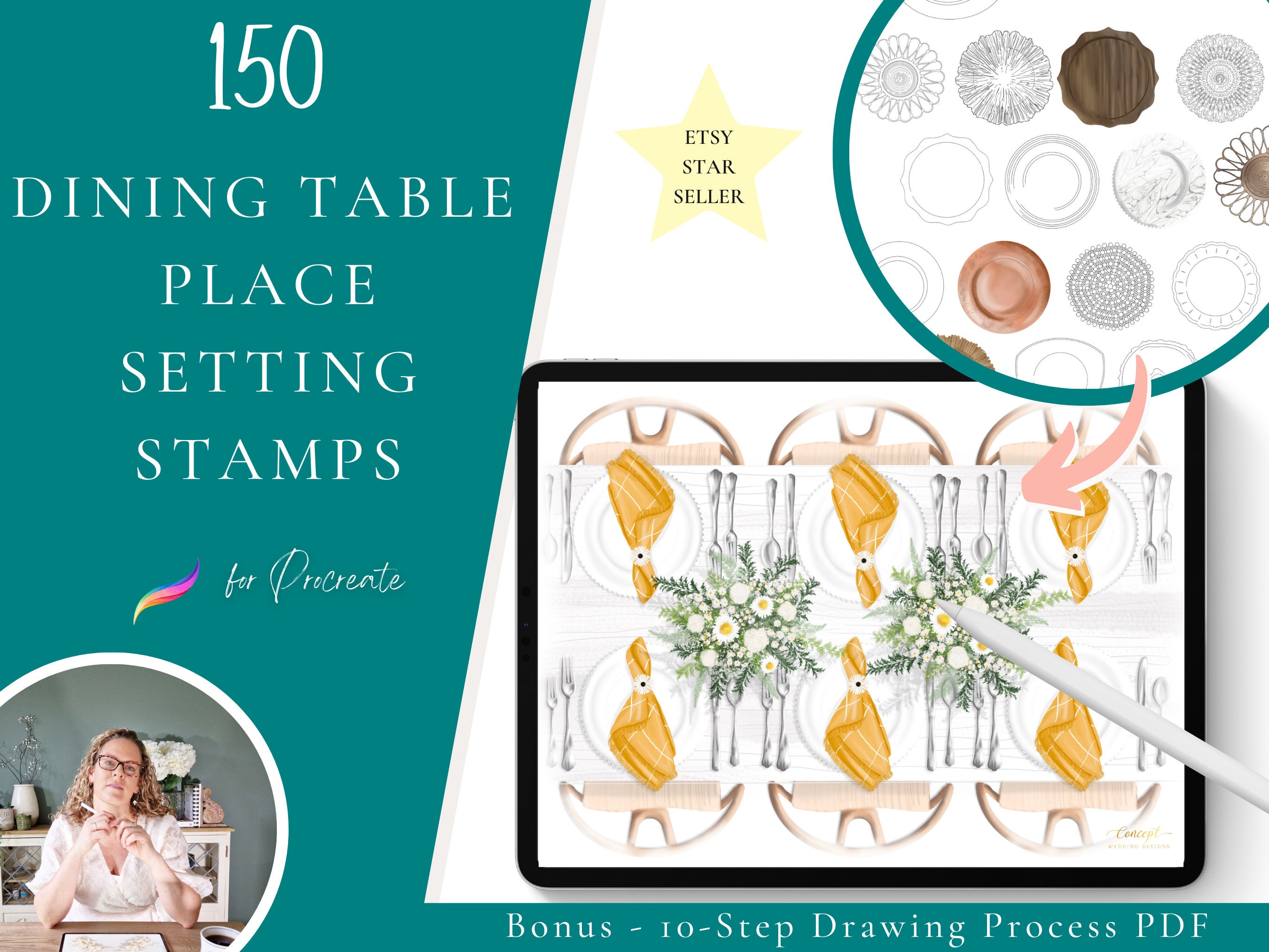 150 Procreate Home Brushes, Procreate Interior Stamps, Table Place ...