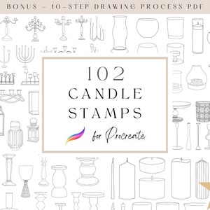 Procreate Kerzenstempel, 102 Procreate Kerzen- & Kerzenhalterstempel, Procreate Pinsel, Procreate Stempel, Procreate Hochzeit, Procreate