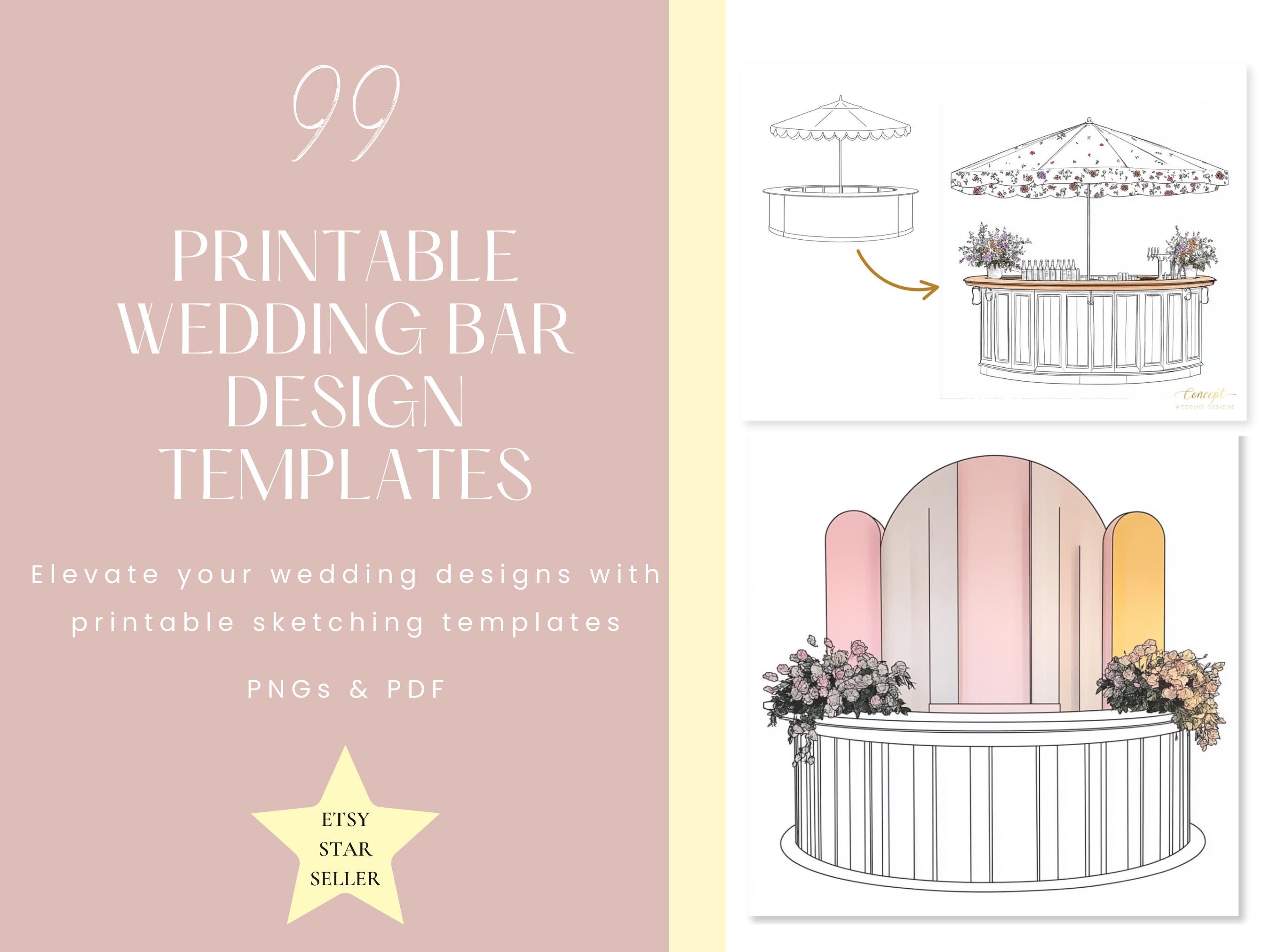 99 Wedding Bar Drawing Templates, Wedding PNG, Wedding Planner Tools, Bar Templates, Wedding Ideas, Wedding, Wedding Decor, Wedding Design