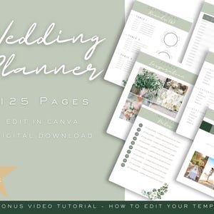 125 Page Canva Wedding Planner,  Wedding Checklist, Wedding Timeline, Wedding Binder, Digital Planner, Seating Chart, Wedding Itinerary
