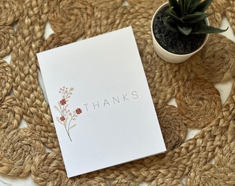 Simple Thank You Cards | Greeting Cards | Thank You Cards | Minimalist Thank You Cards | Thank You Cards With Flowers |