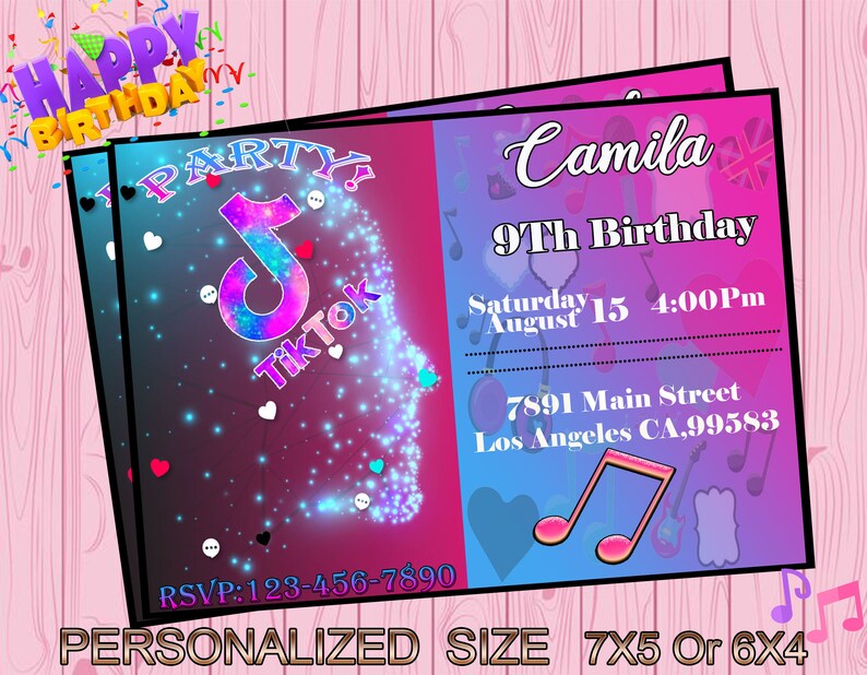 Digital Invitation stile Tik Tok / Cumpleaños Tik Tok / Tema | Etsy