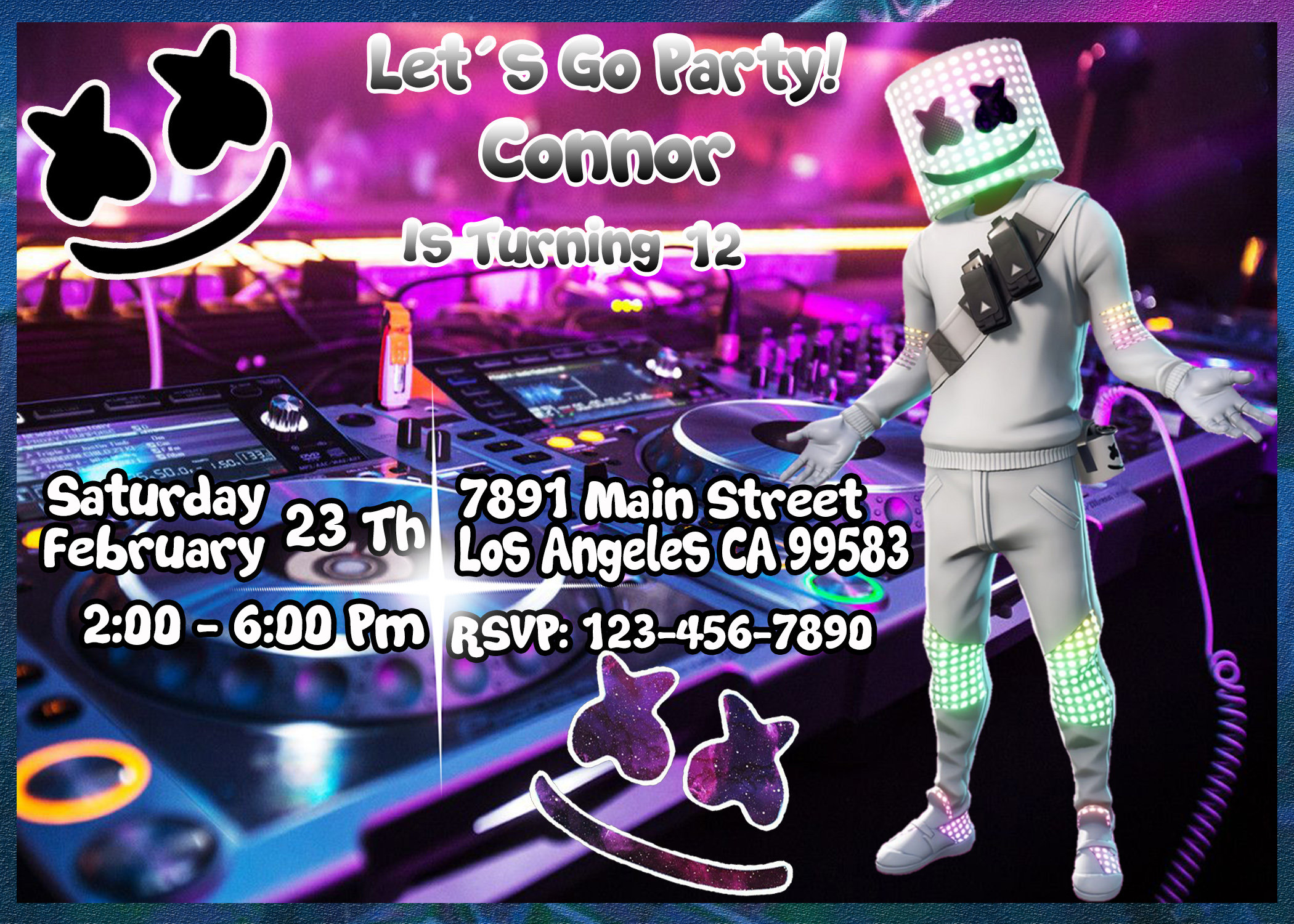Dj Marshmello Invitation / Dj Marshmello Birthday Invitation / Etsy