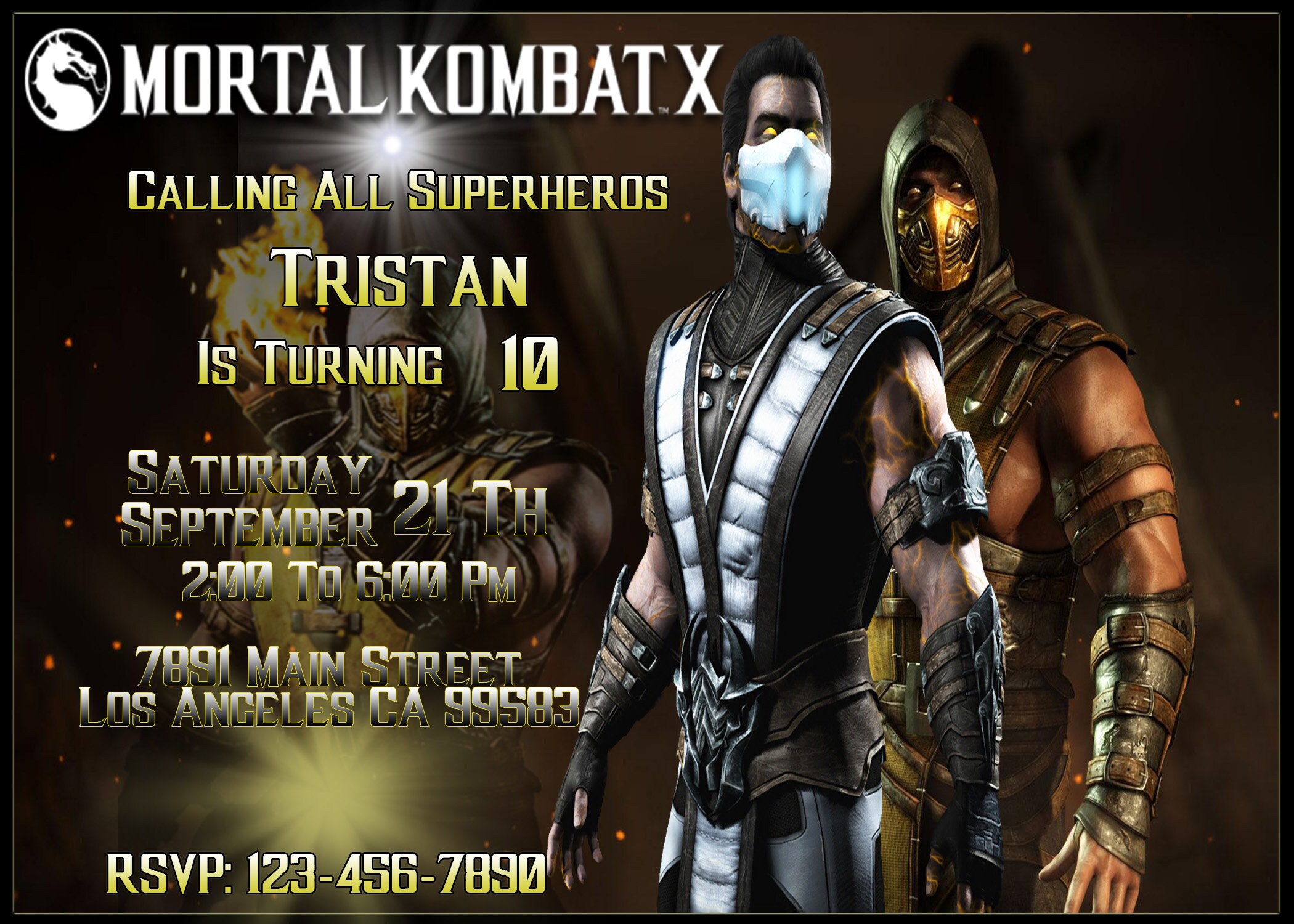 Mortal Kombat x Digital Invitation / Mortal Kombat X Birthday Etsy