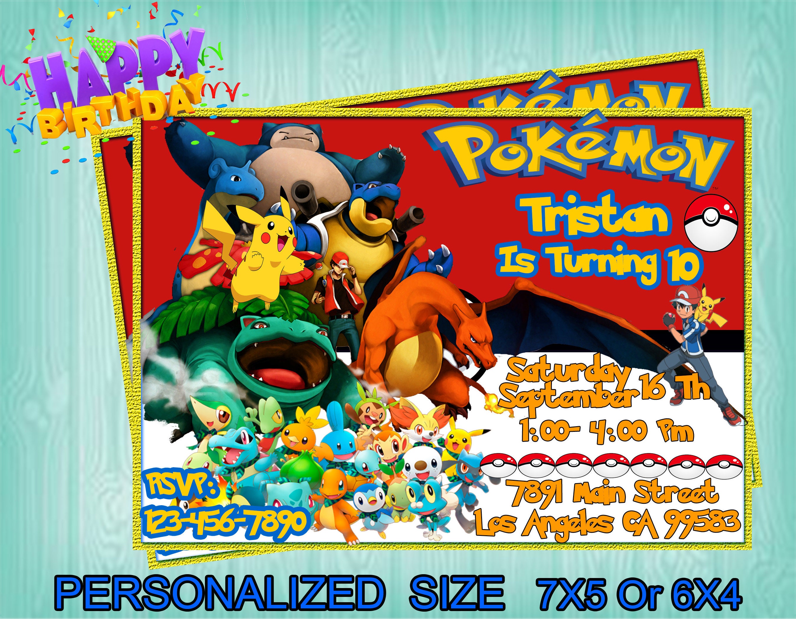 Pokemon Digital Invitation Pokemon Birthday Invitation Etsy