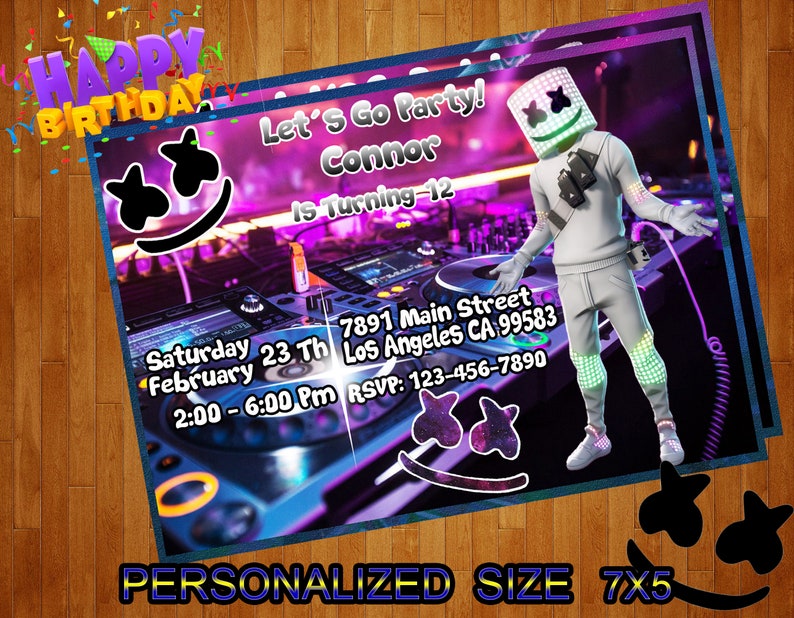Dj Marshmello Invitation / Dj Marshmello Birthday Invitation / Etsy