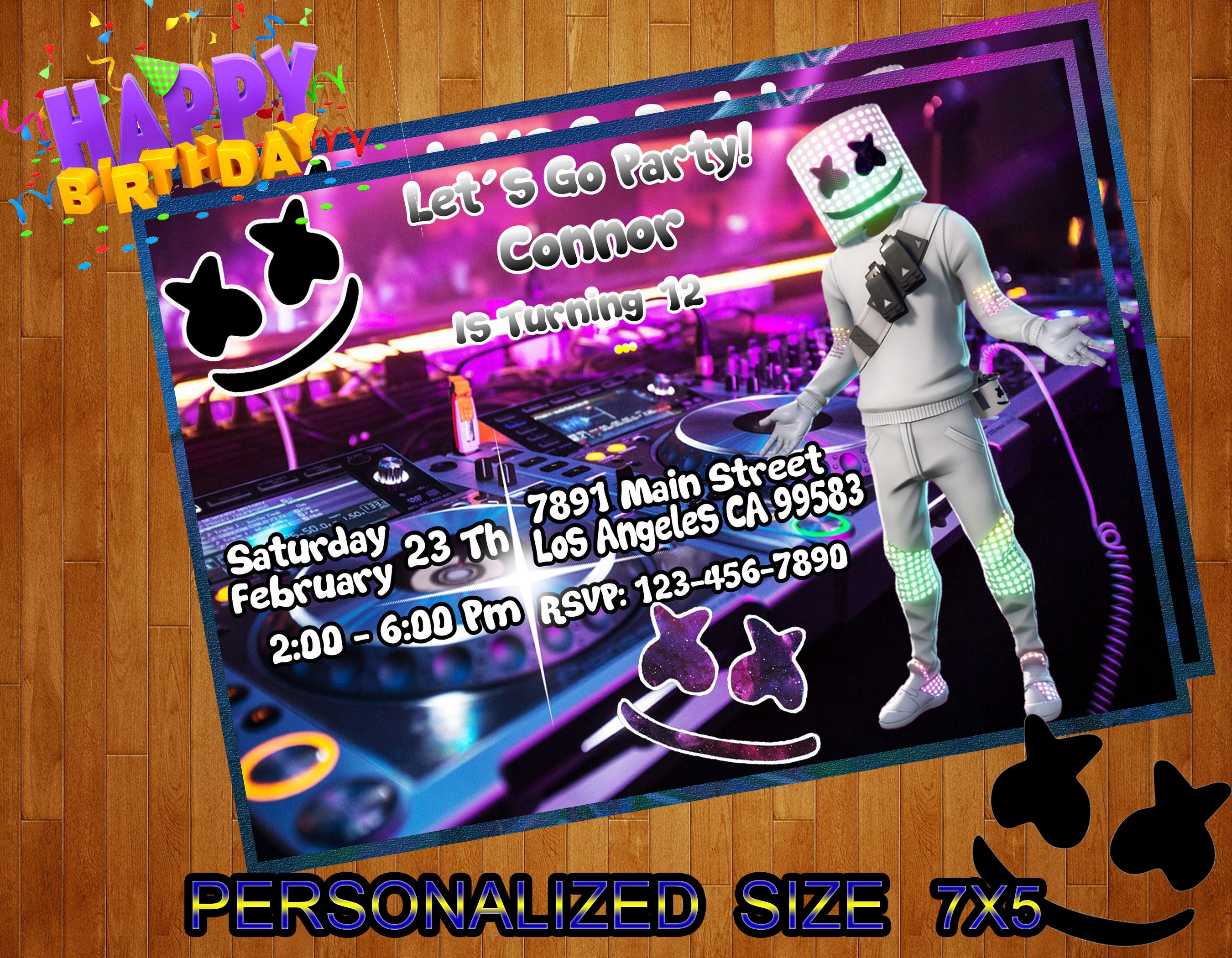 Dj Marshmello Invitation / Dj Marshmello Birthday Invitation / Etsy