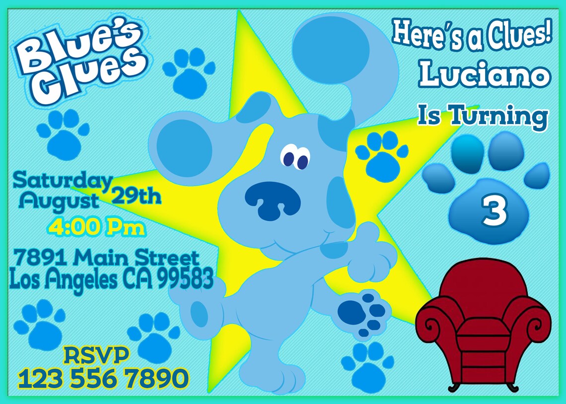 Blues Clues Digital Invitation / Blues Clues Invitation / Etsy