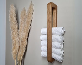 Toallero de roble macizo, diseño, estable, sin encolado, vertical horizontal, fabricado en Alemania, minimalista escandinavo, baño