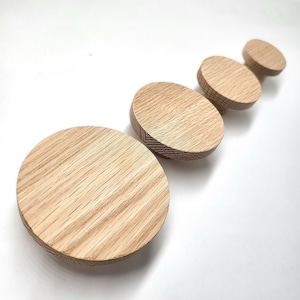 Round furniture handles made of untreated oak wood (Scandinavian) knob button dresser cupboard drawer door children&#39;s room baby gift idea