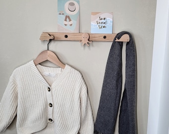 Wardrobe made of solid oak wood, wall wardrobe, picture rail, hook rail, children, children&#39;s room, hallway entrance, animals, sea, ocean, whale