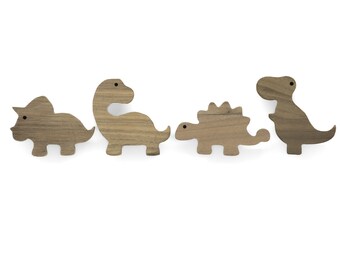 Dinosaur wall hook made of untreated walnut wood (T-Rex Brachio Stego Tricera) wardrobe coat hook children's room hallway baby gift