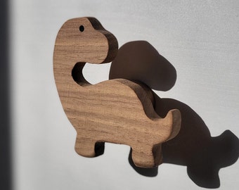 Dinosaurusgrepen van onbehandeld notenhout (T-Rex Brachio Stego Tricera) Meubelknop Dressoir Lade Deur Kinderkamer Babycadeau