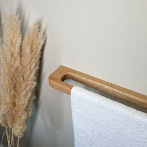 Large towel rail made of solid oak, design, stable, no gluing, scandi, minimalist, bathroom, shower, bath towel, sauna towel
