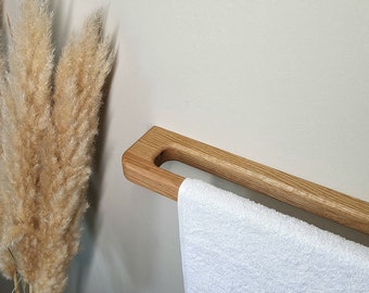 Großer Handtuchhalter aus massivem Eichenholz, Design, stabil, kein Kleben, scandi, minimalistisch, Badezimmer, Dusche, Badetuch, Saunatuch