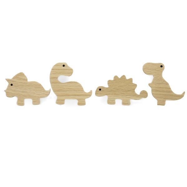 Dinosaur wall hook made of untreated oak wood (T-Rex Brachio Stego Tricera) wardrobe coat hook children's room hallway baby gift