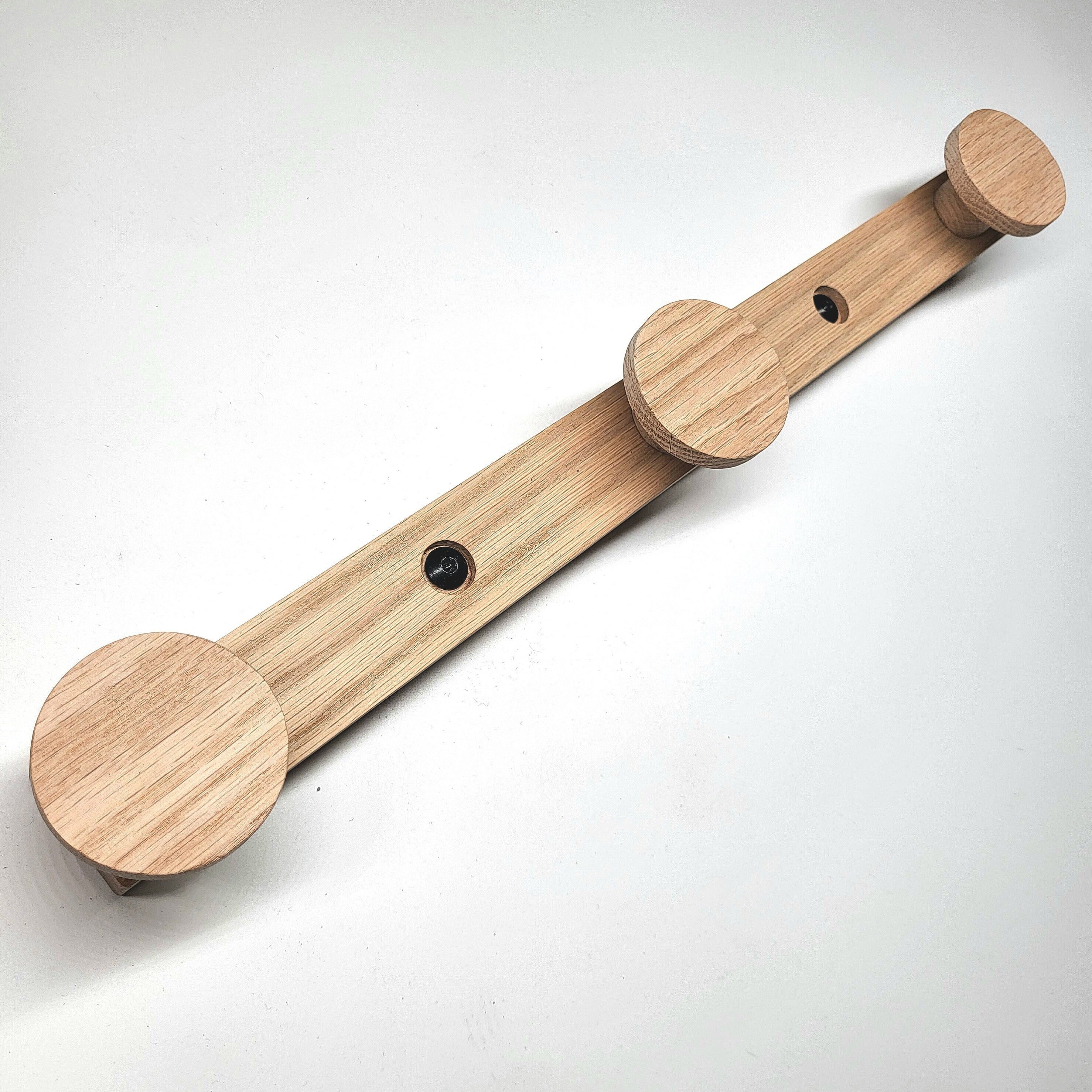 Solid oak coat rack, wall coat rack, picture rail, hook rail, children's room, bedroom, hallway, entrance, round hooks, Dots