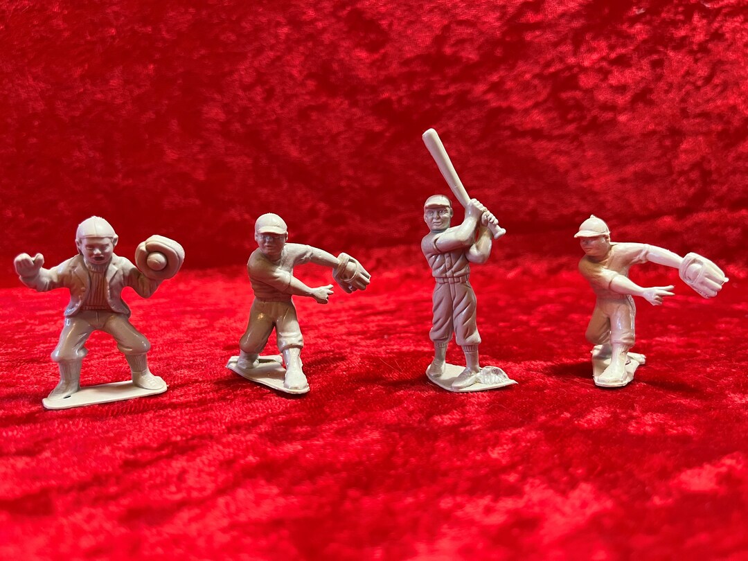 MARX Dollhouse Figures Four Baseball Players Original, Vintage, 1950's