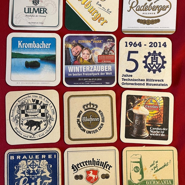 German Beer Coasters Lot 025 - Bierdeckel - 12 total, no duplicates - 12 total - FREE SHIPPING