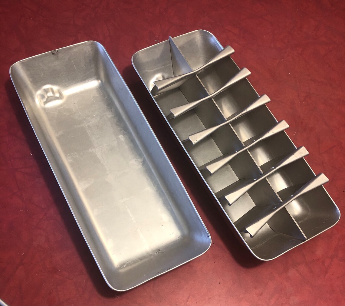 Two Vintage Aluminum Ice Cube Trays 1960's Etsy
