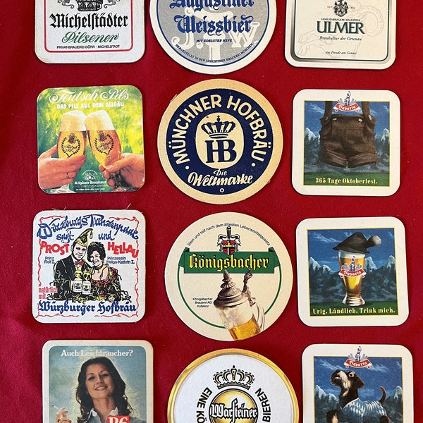 German Beer Coasters Lot 015 - Bierdeckel - 12 total, no duplicates - 12 total - FREE SHIPPING