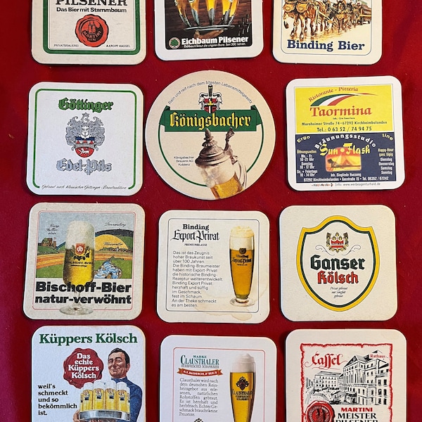 German Beer Coasters Lot 004 - Bierdeckel - 12 total, no duplicates - 12 total - FREE SHIPPING