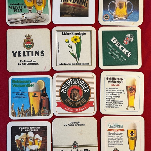 German Beer Coasters Lot 021 - Bierdeckel - 12 total, no duplicates - 12 total - FREE SHIPPING