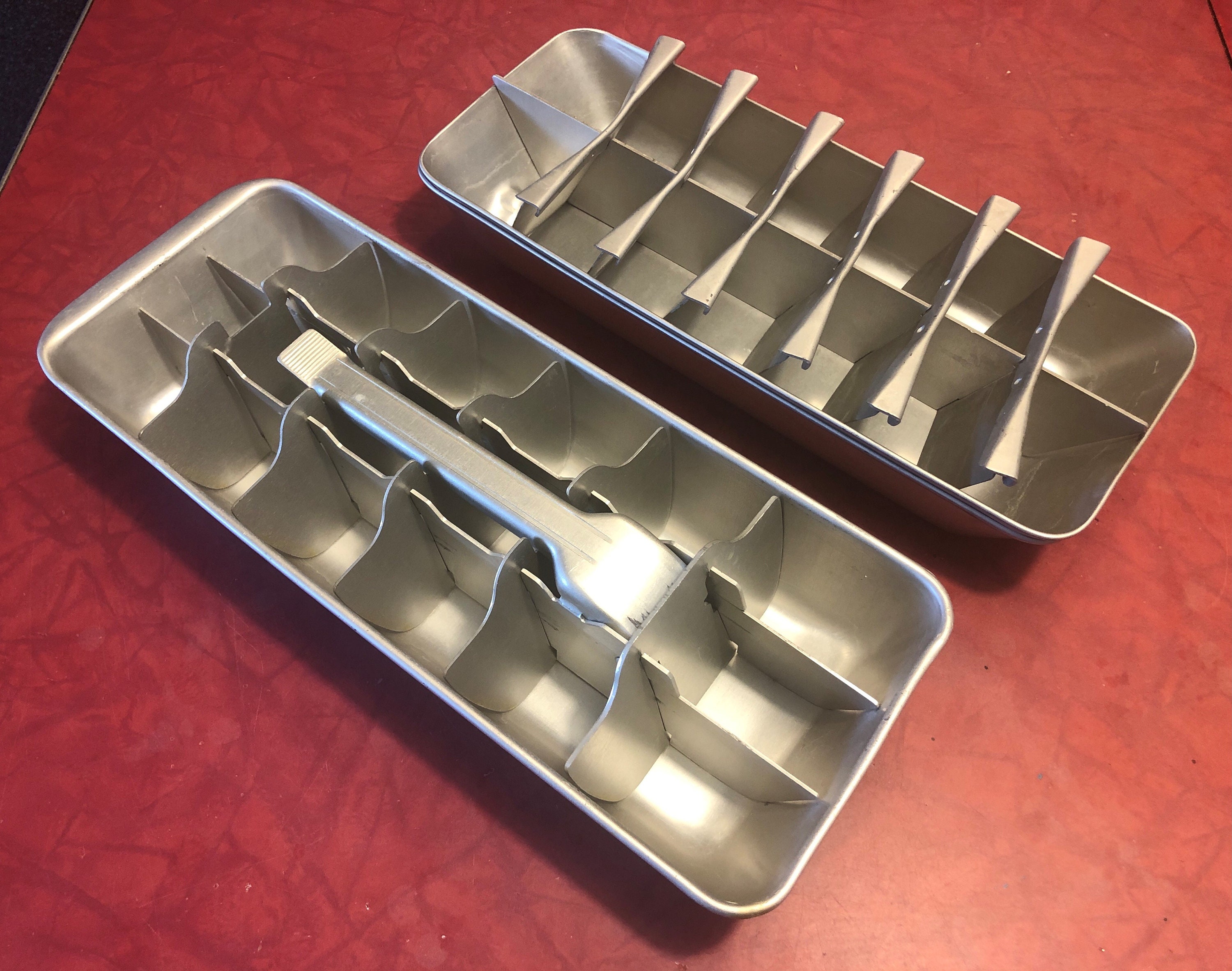 Two Vintage Aluminum Ice Cube Trays 1960's Etsy