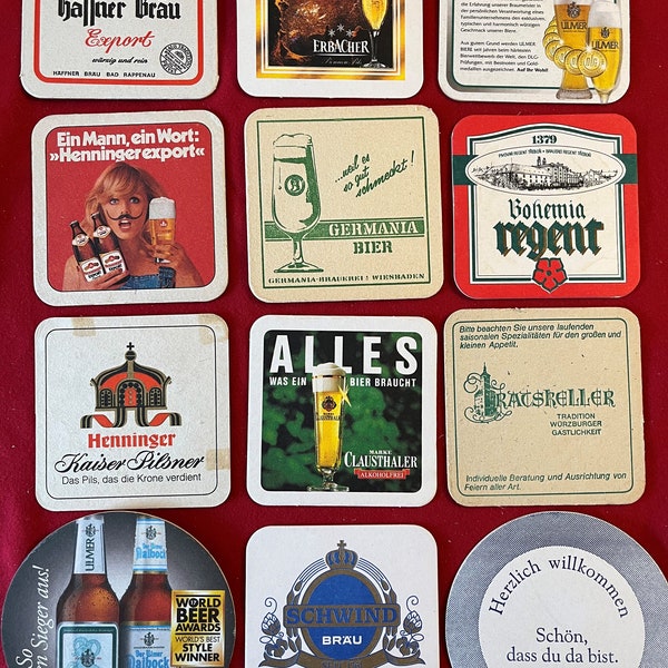 German Beer Coasters Lot 017 - Bierdeckel - 12 total, no duplicates - 12 total - FREE SHIPPING