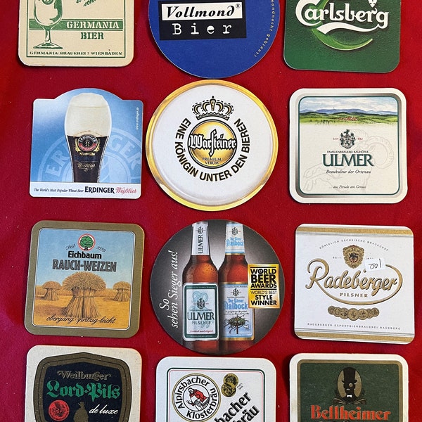 German Beer Coasters Lot 011 - Bierdeckel - 12 total, no duplicates - 12 total - FREE SHIPPING