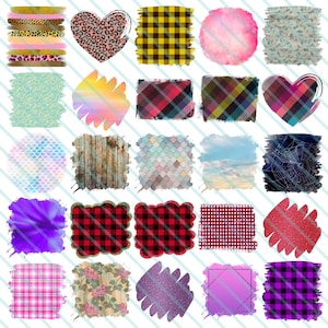 May include: A set of 24 digital scrapbook paper designs featuring various patterns, including plaid, checkered, floral, and geometric designs. The papers are in a variety of colors, including pink, blue, green, red, and yellow.