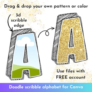 CANVA Frames Doodle Font template | blank doodle letters canva template | drag & drop your doodle font sublimation designs | graffiti font