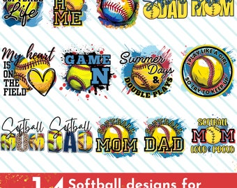 Softball PNG Designs Bundle for Sublimation - Create a Softball Tumbler, Softball Shirts and more! Softball Mom PNG - Softball background