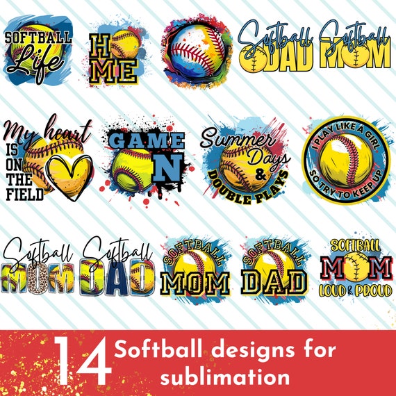 Softball PNG Designs Bundle for Sublimation - Create a Softball Tumbler, Softball Shirts and more! Softball Mom PNG - Softball background