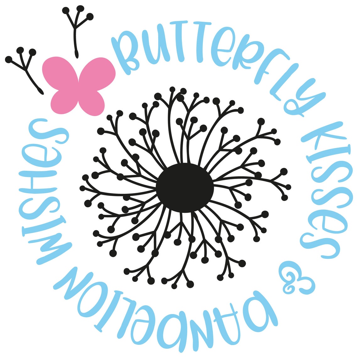 Butterfly Kisses & Dandelion Wishes Quote SVG files for Cricut Etsy