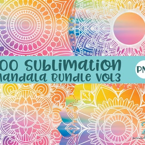 Mandala Art Sublimations-Bundle Vol3 - 100 PNG Sublimations-Mandala-Designs - Sublimationstransfer - Kundenspezifisches T-Shirt - Clipart - Scrapbooking