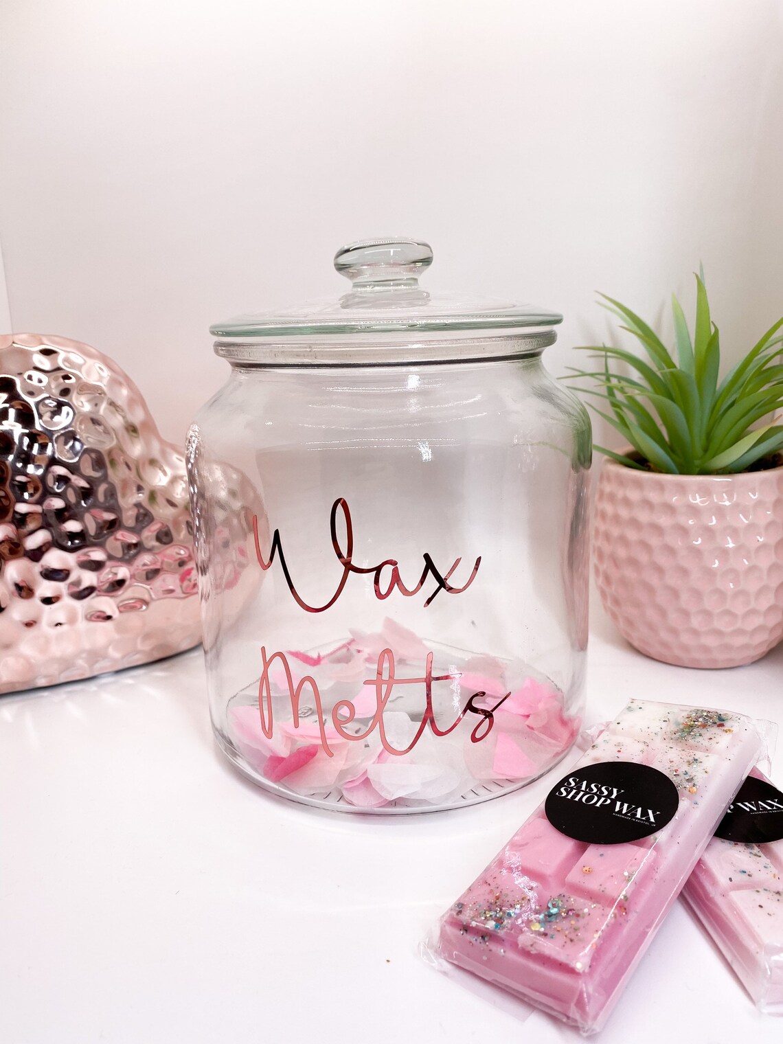 Rose Gold / Glass Wax Melt Storage Tub Un bol Pot. Peut Etsy