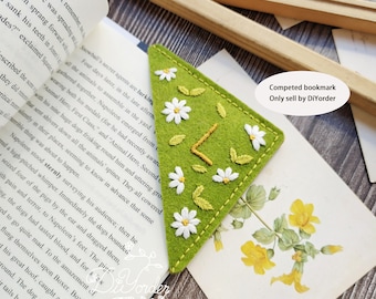 Personalized Embroidered Felt Corner Bookmark: Floral Initial Gift
