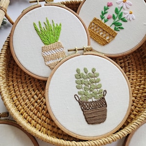 3 kits -Handmade Embroidery-Fabric Design-Plant for mum-Wall decoration-Flower Embroidery-Handmade Craft-Mother's day gift -Needlework Kit