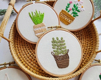 Kit de bordado: Diseño de plantas, artesanía de costura hecha a mano