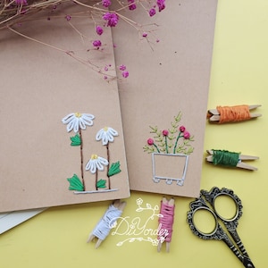 Embroidered Notebook, Embroidered Daisy Notebook,A5 Notebook, Cute Notebook, Birthday gift, handmade gift-craft-back to school notebook